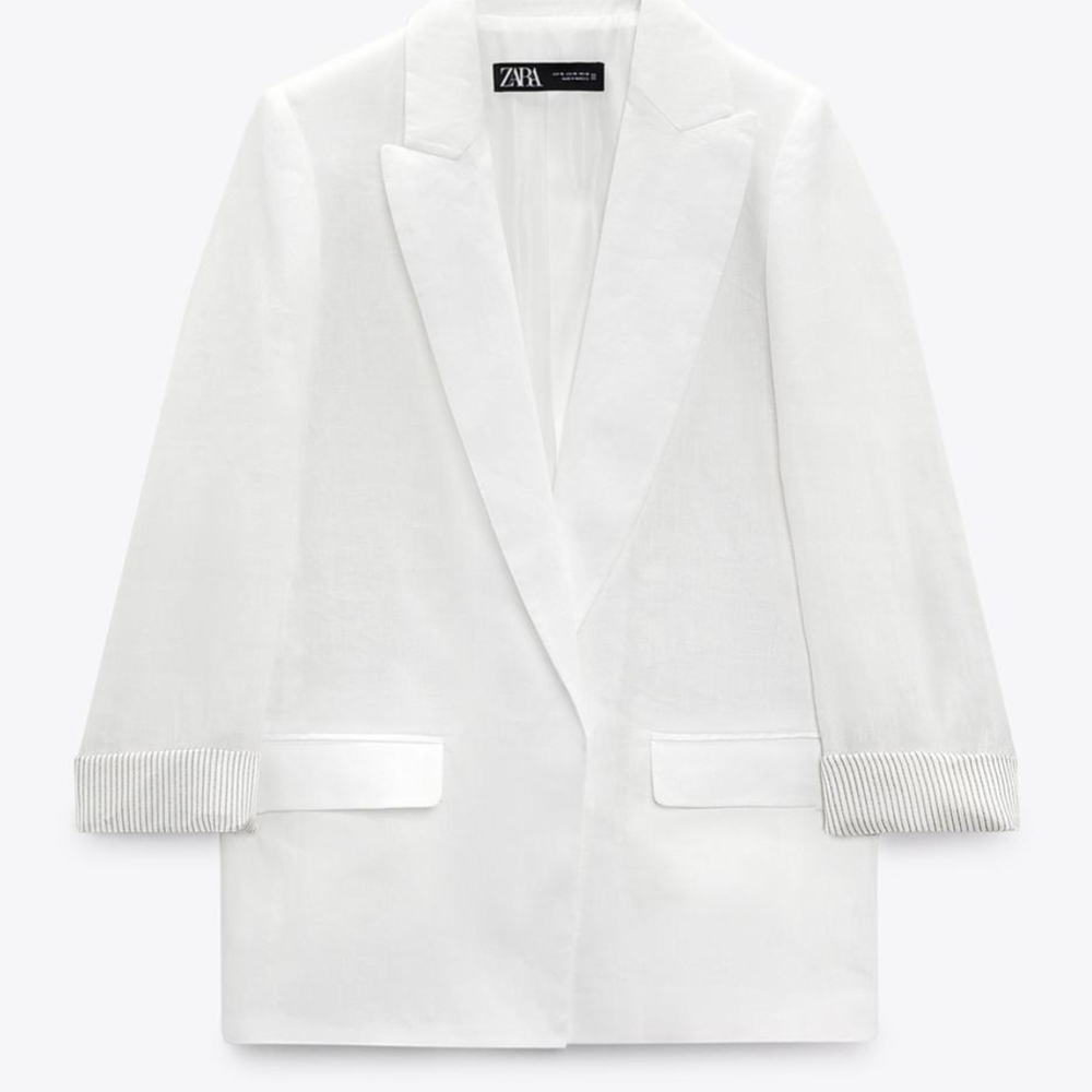 Zara Women's White Linen Blazer